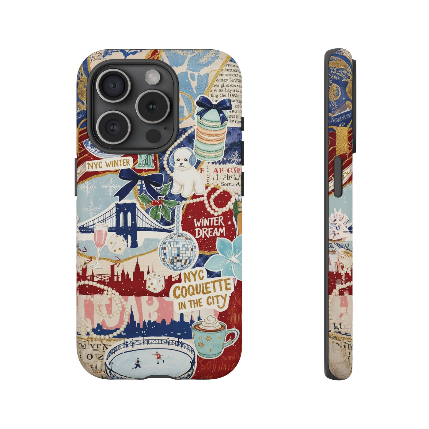 New York Winter Coquette Collage Tough Premium Phone Case - For iPhone 17 Pro Max iPhone 16 Pro iPhone 15 Iphone 14 Plus 13 Pro 12 11 10 XR