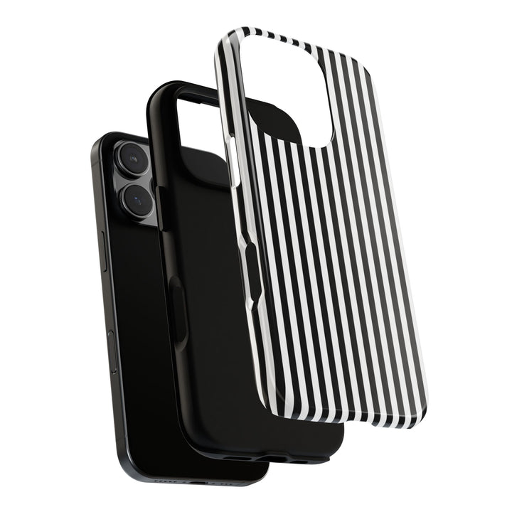 Tough Premium Black White Stripes Phone Case Gift for Her - For Apple iPhone 16 Pro Max 16e iPhone 15 Pro iPhone Iphone 14 Plus 13 Pro 12 SE XR - Studio40ParkLane