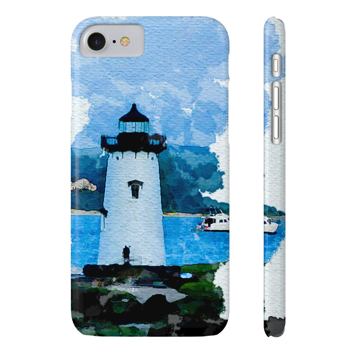 Slim Cute Phone Cases for Iphone - | iPhone 15 Case | iPhone 15 Pro Max Case, Iphone 14 Case, Iphone 14 Pro Max, Iphone 13, Beach Lighthouse Blue - Studio40ParkLane