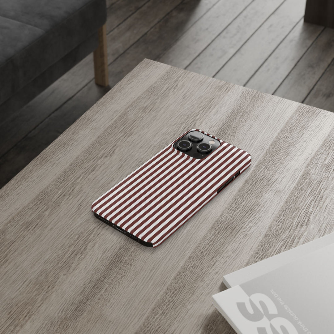 Slim Chocolate Brown Striped Cute Phone Case for Iphone 16 - | iPhone 15 Pro Max Case | iPhone 14 Case Iphone 13 12 11 10 9 8 7 Gift for Her - Studio40ParkLane