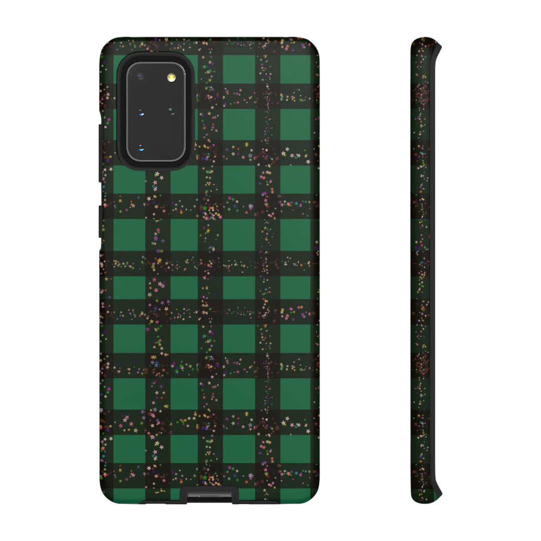 Cute Samsung Phone Cases, Designer Samsung Galaxy S23 Phone Case, Samsung S22 Case, Samsung S21 Case, Samsung S20 Case, Green Festive Plaid - Studio40ParkLane