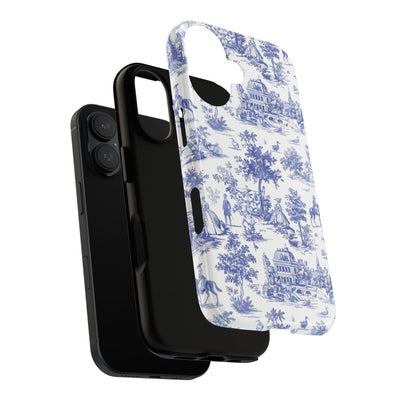 Premium Tough Blue French Toile Gift for Her Cute Phone Cases for Samsung and Iphone, 16, 15, 14, S24, S23, S22, S21, S20, Plus, Ultra, Pro