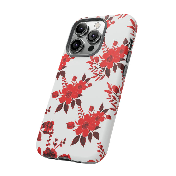 Cute IPhone Case | Red White Flowers, iPhone 15 Case | iPhone 15 Pro Case, Iphone 14 Case, Iphone 14 Pro Max Case, Protective Iphone Case - Studio40ParkLane