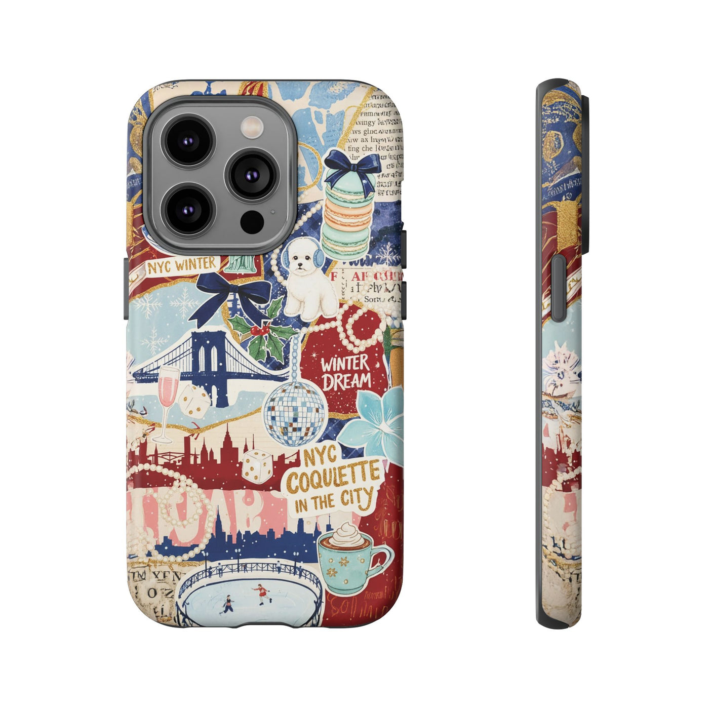 New York Winter Coquette Collage Tough Premium Phone Case - For iPhone 17 Pro Max iPhone 16 Pro iPhone 15 Iphone 14 Plus 13 Pro 12 11 10 XR