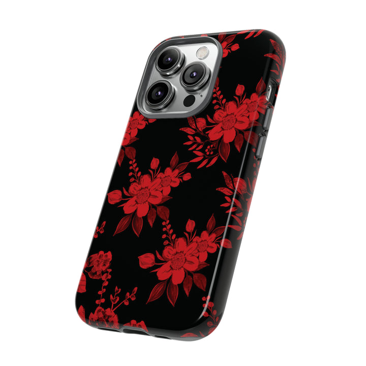 Cute IPhone Case | Red Black Flowers, iPhone 15 Case | iPhone 15 Pro Case, Iphone 14 Case, Iphone 14 Pro Max Case, Protective Iphone Case - Studio40ParkLane