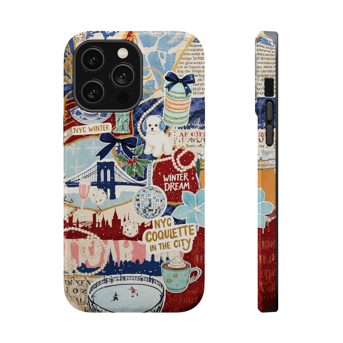 New York Winter Coquette Collage Tough Magsafe Cute Phone Cases for Iphone | iPhone 17 Pro Max Case, Iphone 16, Iphone 15 14 13 12 11 10 9