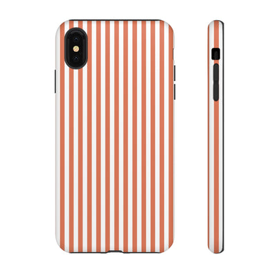Tough Premium Peach Stripes Phone Case Gift for Her - For Apple iPhone 16 Pro Max 16e iPhone 15 Pro iPhone Iphone 14 Plus 13 Pro 12 SE XR - Studio40ParkLane