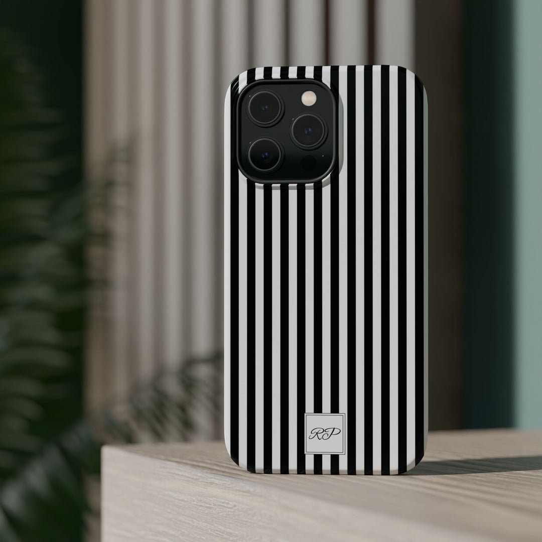 Custom Personalized Black White Striped Magsafe Phone Case for Iphone 17 - | iPhone 16 Pro Max Case | iPhone 15 Case Iphone 14 13 12 11 10 - Studio40ParkLane