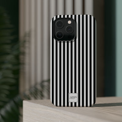 Custom Personalized Black White Striped Magsafe Phone Case for Iphone 17 - | iPhone 16 Pro Max Case | iPhone 15 Case Iphone 14 13 12 11 10 - Studio40ParkLane
