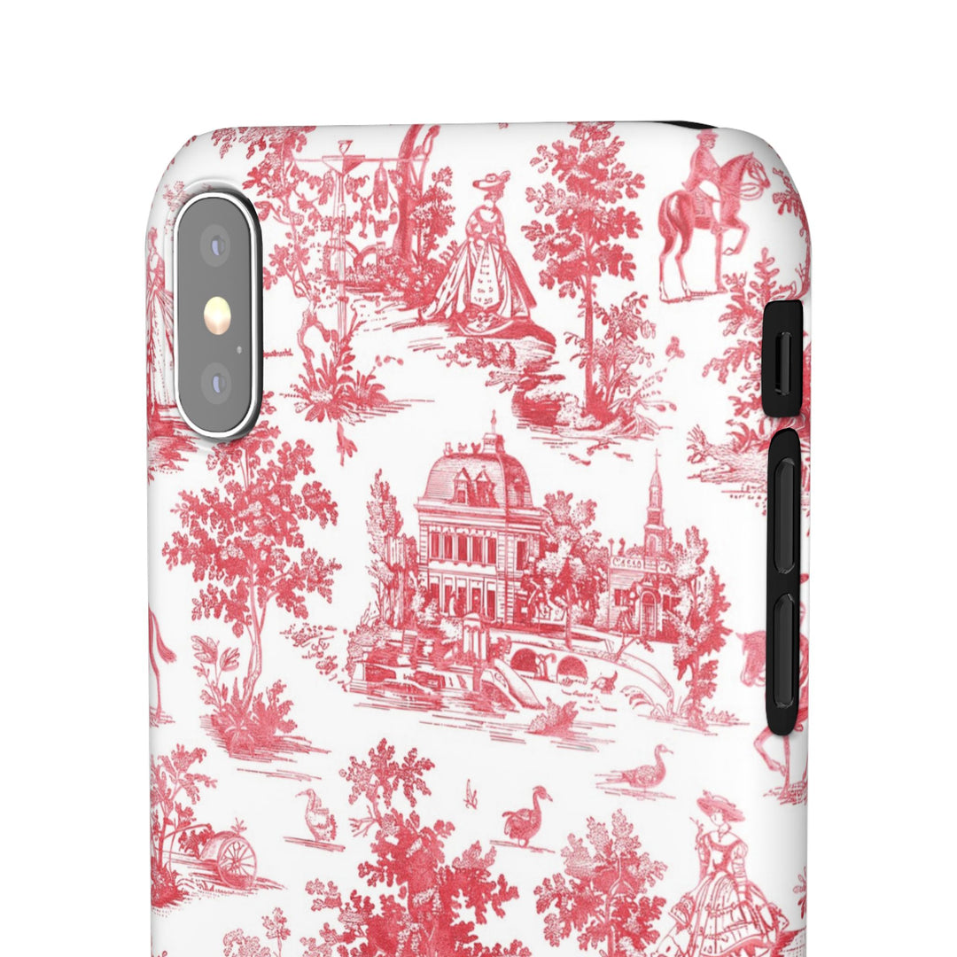 Snap French Toile Personalized Initial Custom Gift for Her Cute Phone Cases for Samsung S24, S23, S22, S21, S20, Plus and Ultra and Iphone, 16, 15, 14, 13, 12, 11. 10 - Studio40ParkLane
