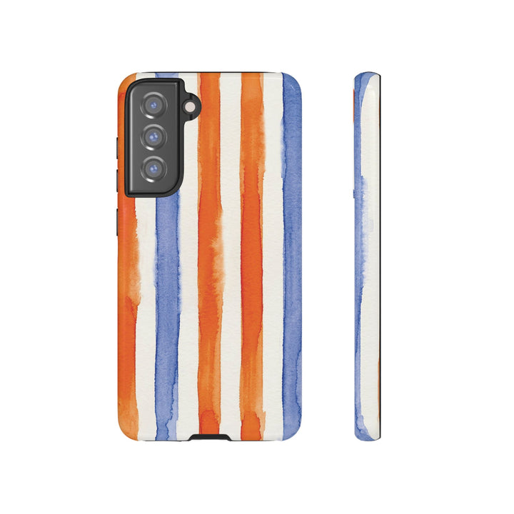 Tough Cute Blue Orange Stripes Phone Case, for IPhone 17 Pro Max | Iphone 17 Air, Iphone 16, IPhone 15, 14 13 12, Samsung Galaxy S26, S25, S24, S23 - Studio40ParkLane