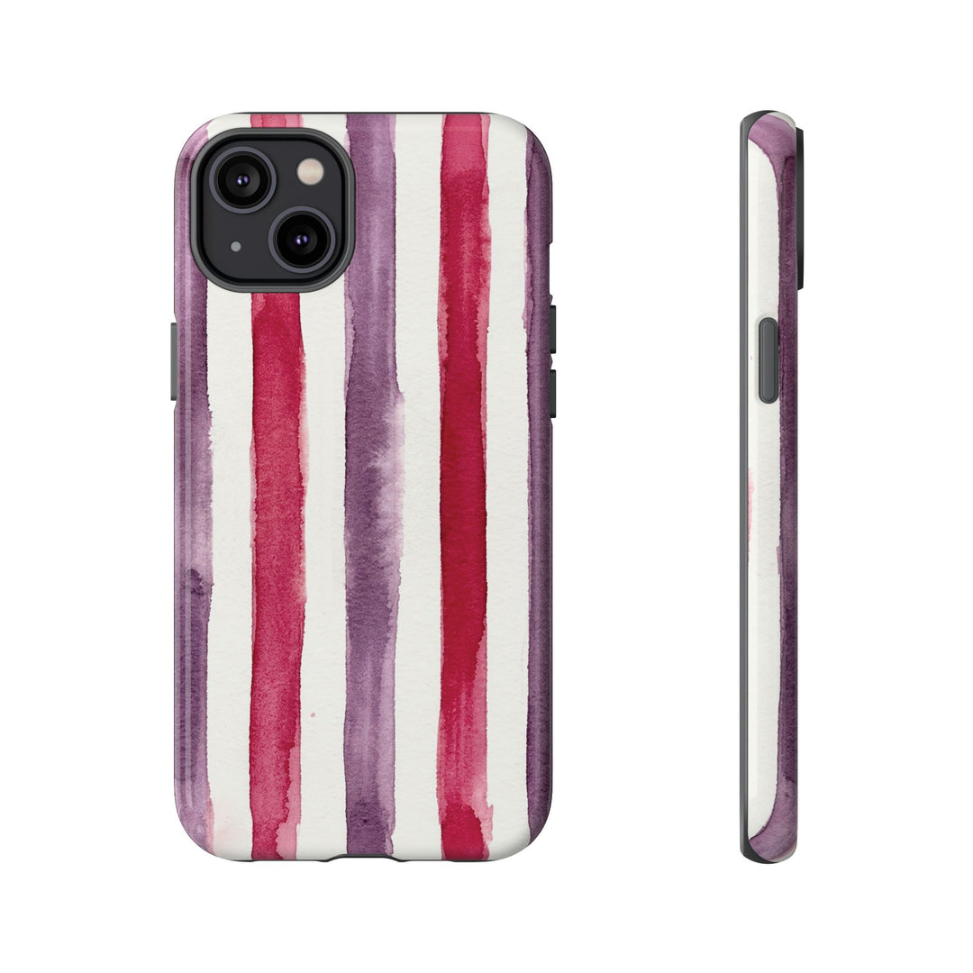 Tough Cute Wine Red Purple Stripes Phone Case, for IPhone 17 Pro Max | Iphone 17 Air, Iphone 16, IPhone 15, 14 13 12, Samsung Galaxy S26, S25, S24, S23 - Studio40ParkLane