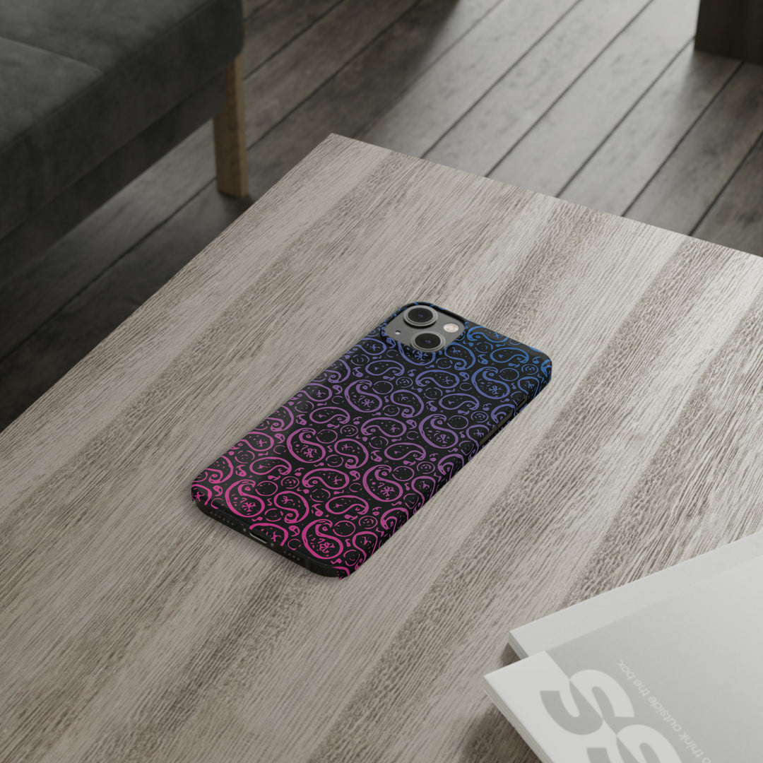 Slim Cute Phone Cases for Iphone - | iPhone 15 Case | iPhone 15 Pro Max Case, Iphone 14 Case, Iphone 14 Pro Max, Iphone 13, Paisley Blue Pink Black - Studio40ParkLane