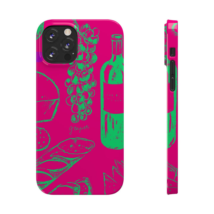 Slim French Food Wine Pink Green Cute Phone Cases for Iphone | iPhone 15 Case | iPhone 15 Pro Max Case, Iphone 14, Iphone 14 Pro Max, Iphone 13, - Studio40ParkLane