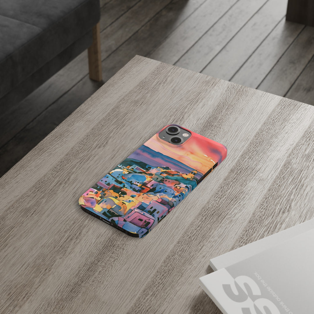 Slim Cute Phone Cases for Iphone | iPhone 15 Case | iPhone 15 Pro Max Case, Iphone 14, Iphone 14 Pro Max, Iphone 13, Colorful Greek House Watercolor - Studio40ParkLane