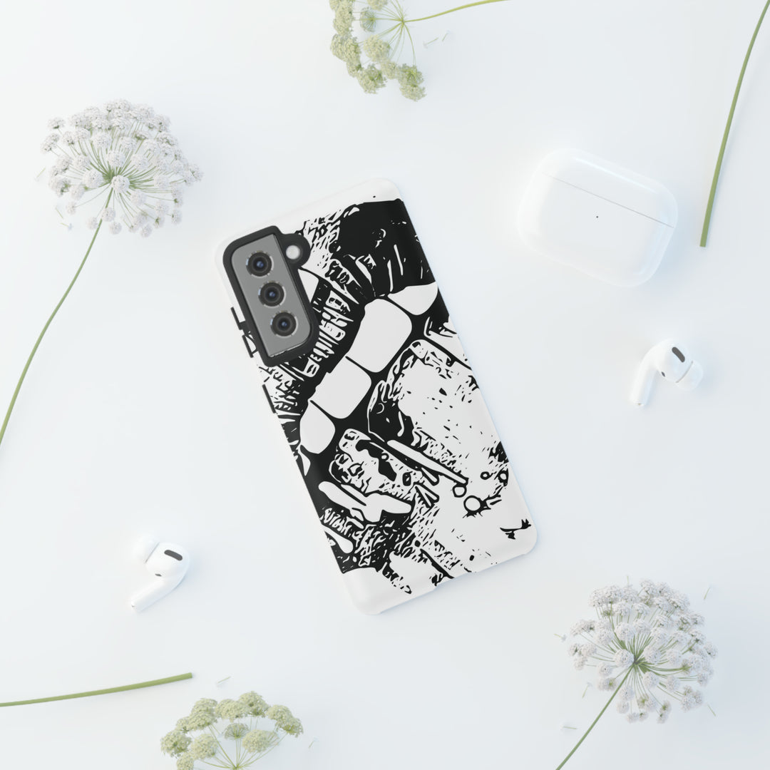 Cute Samsung Phone Case | Aesthetic Samsung Phone Case | Smile Lips Black White | Galaxy S23, S22, S21, S20 | Luxury Double Layer | Cool - Studio40ParkLane