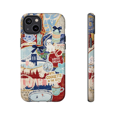 New York Winter Coquette Collage Tough Premium Phone Case - For iPhone 17 Pro Max iPhone 16 Pro iPhone 15 Iphone 14 Plus 13 Pro 12 11 10 XR