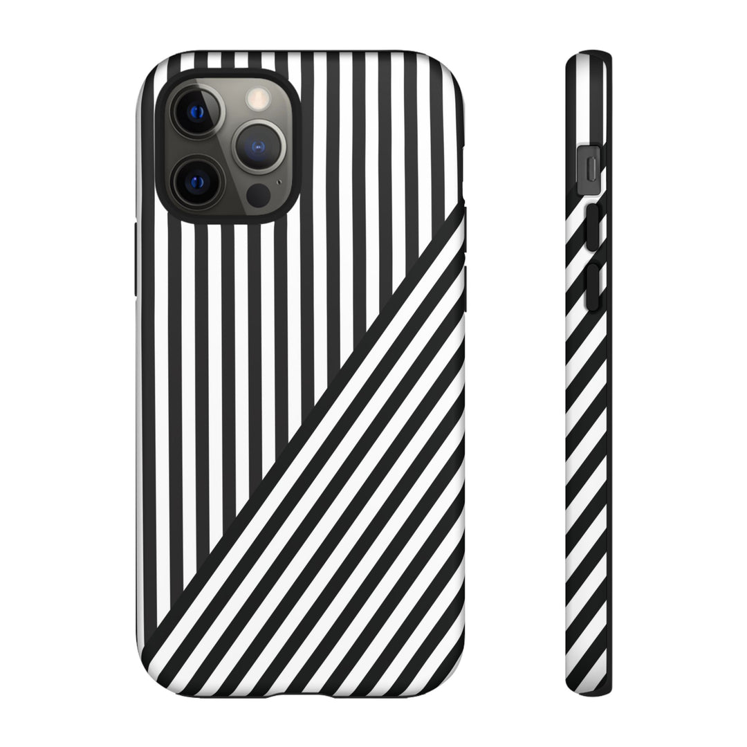 Aesthetic Tough Black White Stripes Phone Case - For iPhone 17 Pro Max iPhone 16 Pro iPhone 15 Iphone 14 Plus 13 Pro 12 11 10 XR - Studio40ParkLane