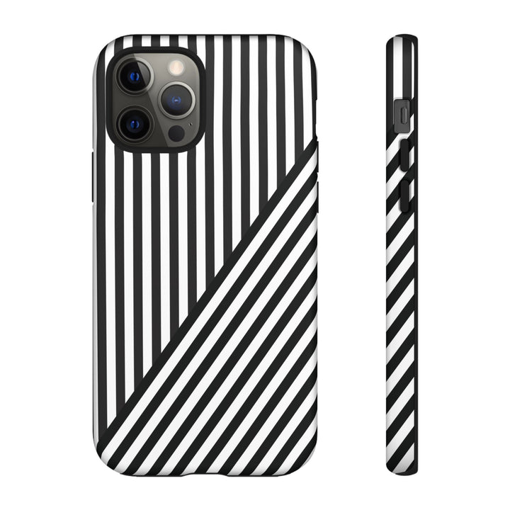 Aesthetic Tough Black White Stripes Phone Case - For iPhone 17 Pro Max iPhone 16 Pro iPhone 15 Iphone 14 Plus 13 Pro 12 11 10 XR - Studio40ParkLane