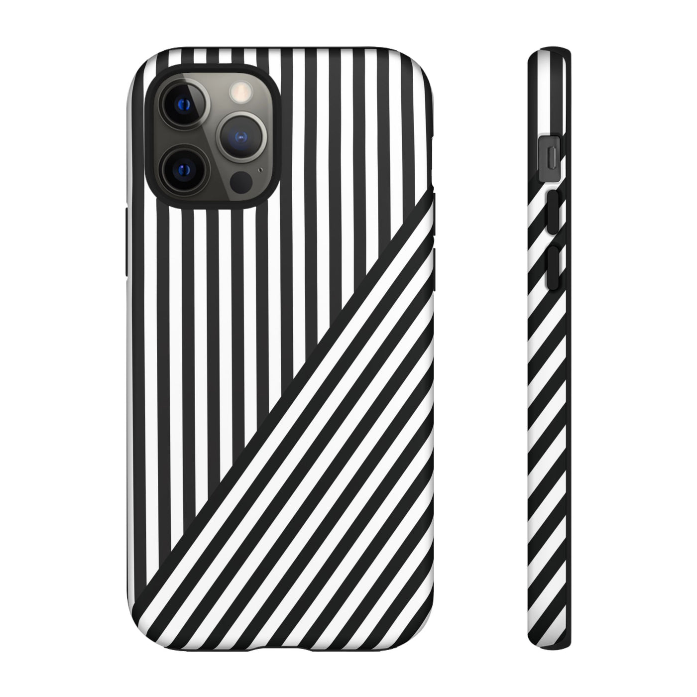 Aesthetic Tough Black White Stripes Phone Case - For iPhone 17 Pro Max iPhone 16 Pro iPhone 15 Iphone 14 Plus 13 Pro 12 11 10 XR - Studio40ParkLane