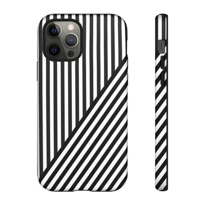 Aesthetic Tough Black White Stripes Phone Case - For iPhone 17 Pro Max iPhone 16 Pro iPhone 15 Iphone 14 Plus 13 Pro 12 11 10 XR - Studio40ParkLane