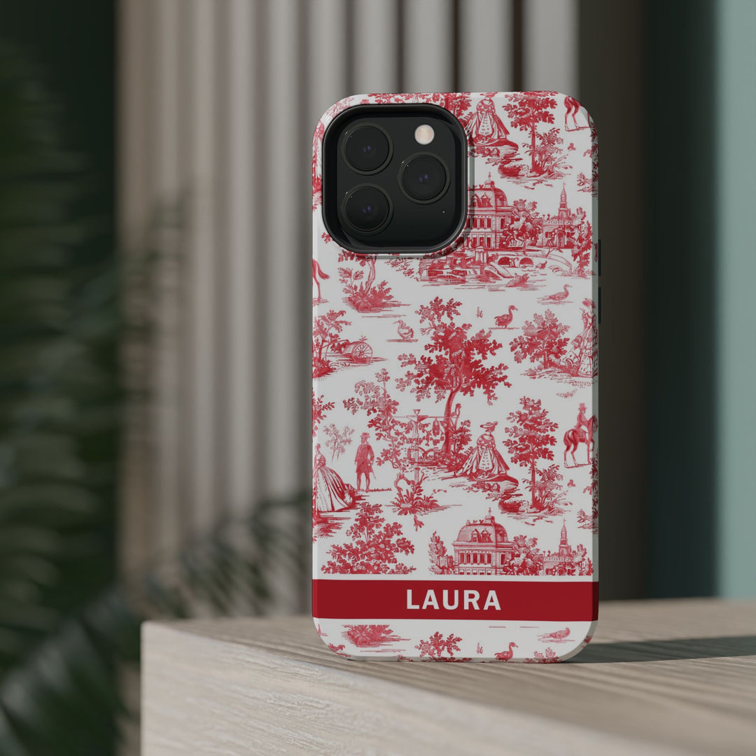 Magsafe French Toile Personalized Initial Custom Gift for Her Cute Phone Cases for Iphone 16 Pro Max | iPhone 15 Case | iPhone 15 Pro Max Case, Iphone 14, 13, 12, 11, 10, 8, 7 - Studio40ParkLane