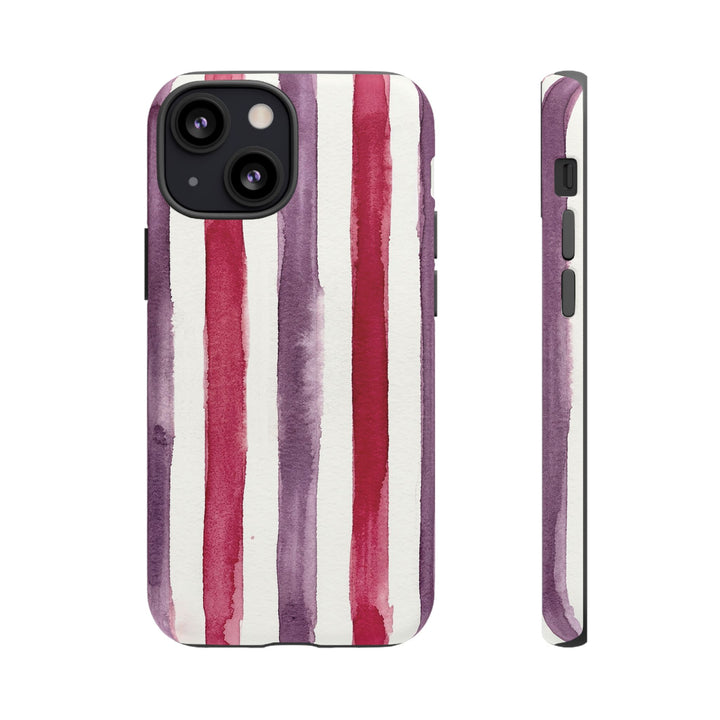 Tough Cute Wine Red Purple Stripes Phone Case, for IPhone 17 Pro Max | Iphone 17 Air, Iphone 16, IPhone 15, 14 13 12, Samsung Galaxy S26, S25, S24, S23 - Studio40ParkLane