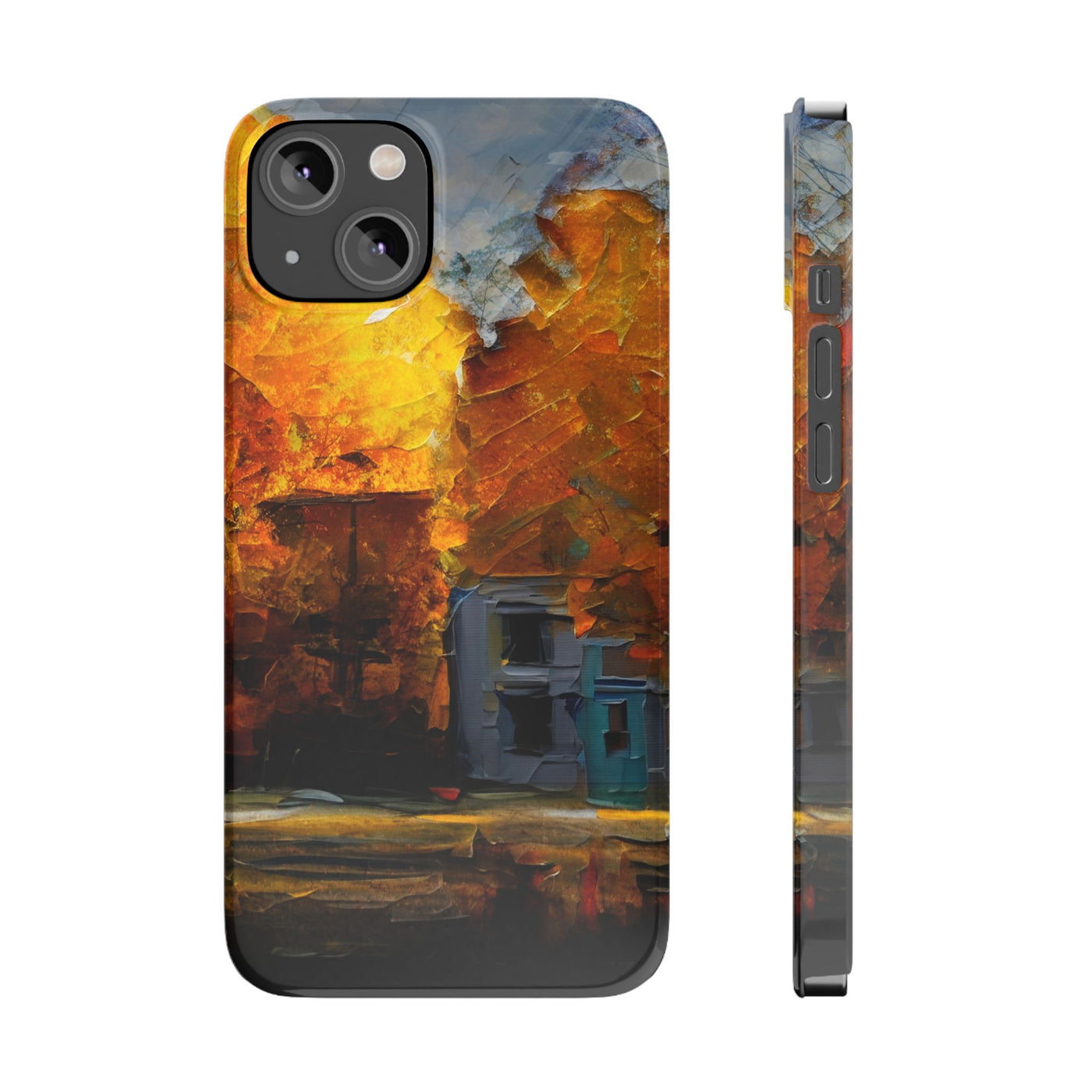 Slim Cute iPhone Cases - | iPhone 15 Case | iPhone 15 Pro Max Case, Iphone 14 Case, Iphone 14 Pro Max, Iphone 13, Fall Leaves Oil Paint Effect