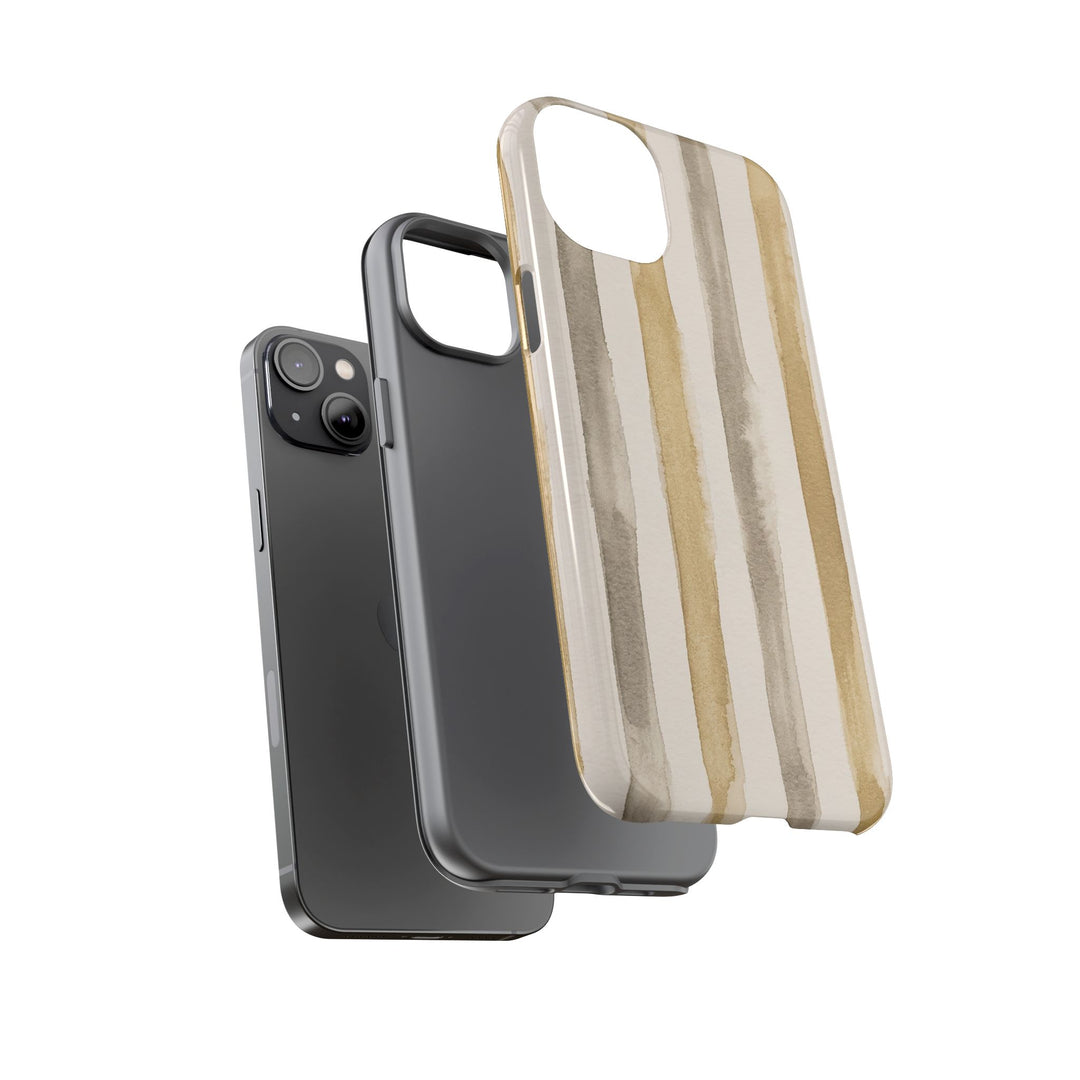Tough Cute Brown Beige Stripes Phone Case, for IPhone 17 Pro Max | Iphone 17 Air, Iphone 16, IPhone 15, 14 13 12, Samsung Galaxy S26, S25, S24, S23 - Studio40ParkLane