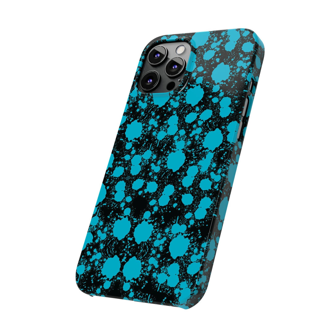 Slim Cute Phone Cases for Iphone - | iPhone 15 Case | iPhone 15 Pro Max Case, Iphone 14 Case, Iphone 14 Pro Max, Iphone 13, Blue Paint Blots Splash - Studio40ParkLane