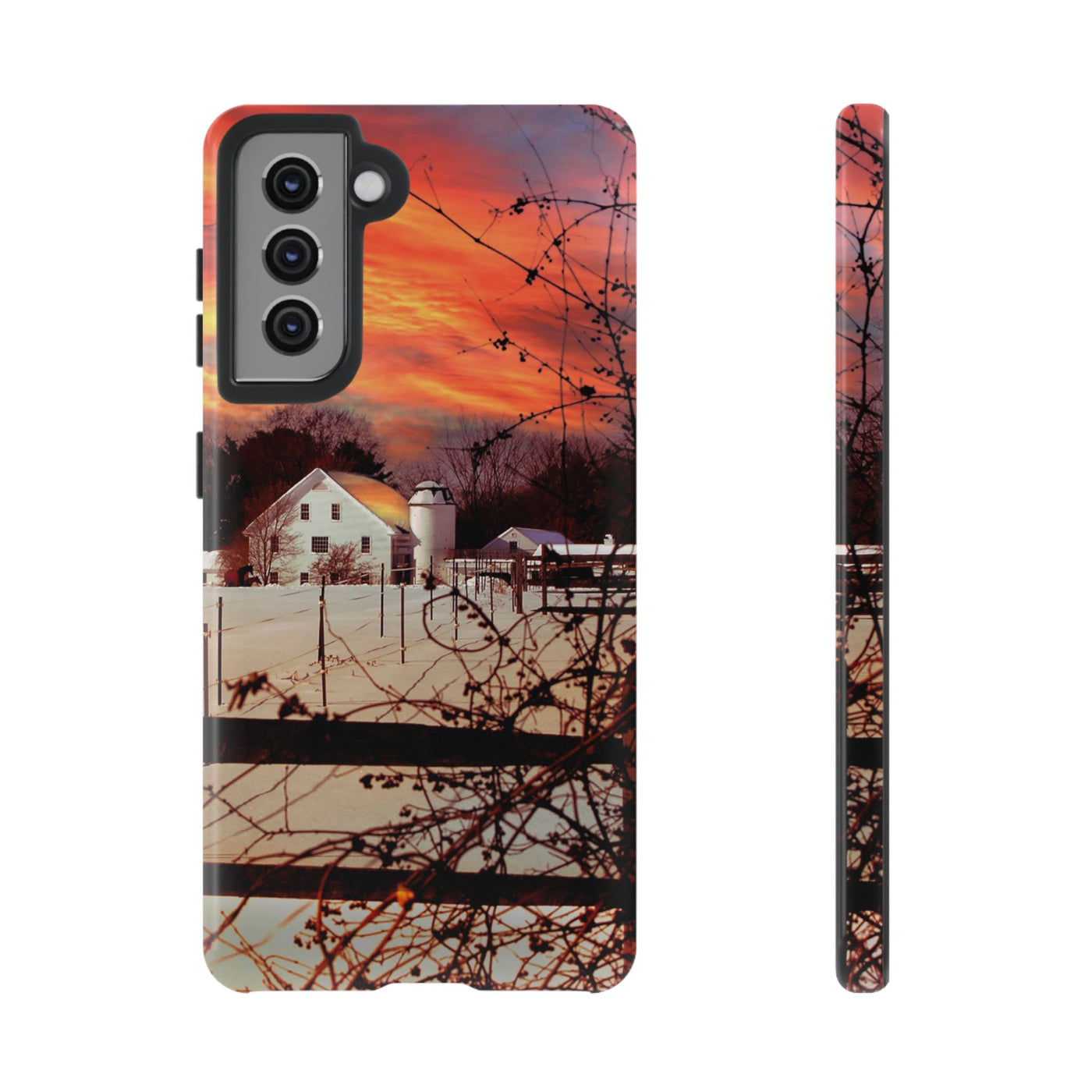 Impact Resistant, Winter Sunset Cute Phone Cases for Samsung S24, S23, S22, S21, IPhone 15 pro Iphone 14 pro Iphone 13 IPhone 12 Iphone 11