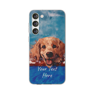 Personalized Cute Flexi Samsung Phone Cases, Golden Retriever Dog Galaxy S23 Phone Case, Samsung S22 Case, Samsung S21 Case, S20 Plus