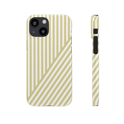 Aesthetic Yellow Beige Stripes Cute Phone Case Sleek Snap - For iPhone 17 Pro Max iPhone 16 Pro iPhone 15 Iphone 14 Plus 13 Pro 12 11 10 Gift