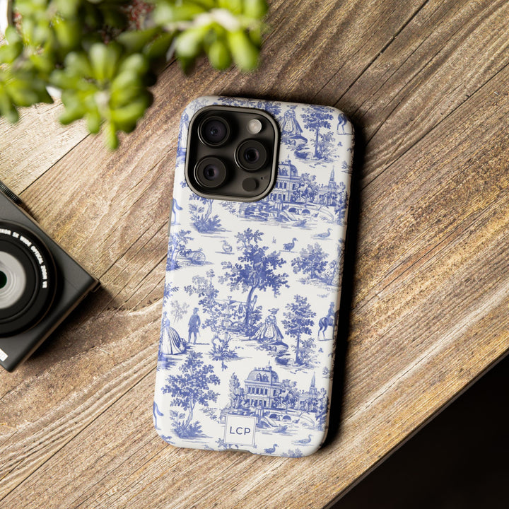 Personalized Custom French Toile Tough Cute Phone Case For Apple iPhone 18, 17, 16, 15 14, Pro Max, Samsung Galaxy S26, S25, S24 Plus Ultra