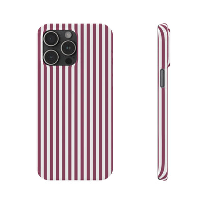 Slim Claret Red Striped Cute Phone Case for Iphone 16 - | iPhone 15 Pro Max Case | iPhone 14 Case Iphone 13 12 11 10 9 8 7 XS X Gift for Her - Studio40ParkLane