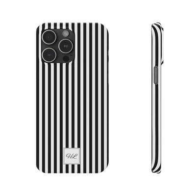 Slim Custom Personalized Black White Striped Phone Case for Iphone 16 - | iPhone 15 Pro Max Case | iPhone 14 Case Iphone 13 12 11 10 9 8 - Studio40ParkLane