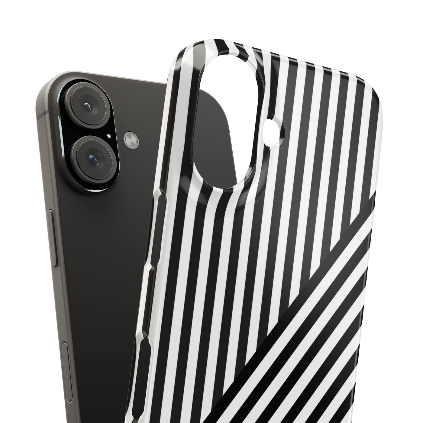 Aesthetic Black White Stripes Cute Phone Case Sleek Snap - For iPhone 17 Pro Max iPhone 16 Pro iPhone 15 Iphone 14 Plus 13 Pro 12 11 10 Gift - Studio40ParkLane