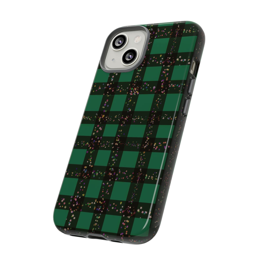 Cute IPhone Case | iPhone 15 Case | iPhone 15 Pro Max Case, Iphone 14 Case, Iphone 14 Pro Max Case IPhone Case for Art Lovers, Green Festive Plaid - Studio40ParkLane