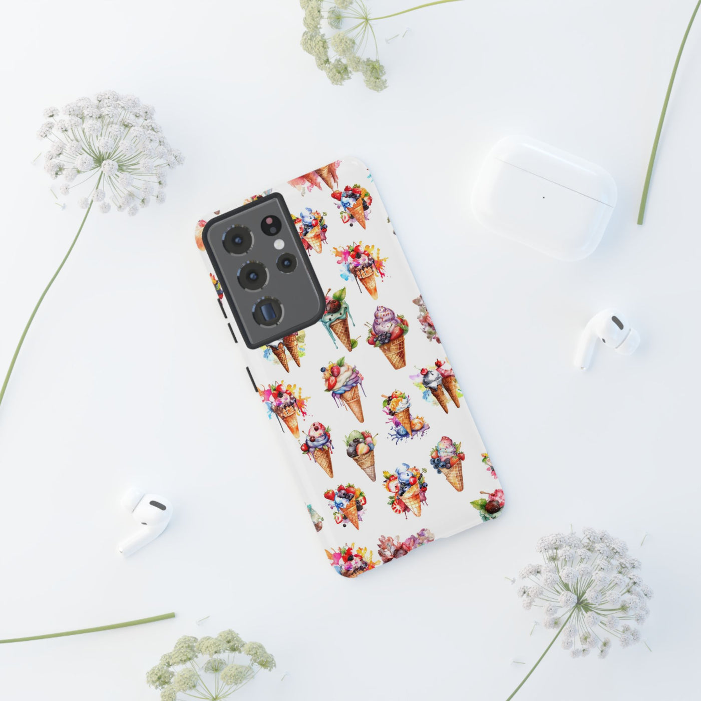 Impact Resistant, Summer Icecream, Cute Phone Cases for Samsung S24, S23, S22, S21, IPhone 15 pro, Iphone 14 pro, Iphone 13 IPhone 12, Iphone 11