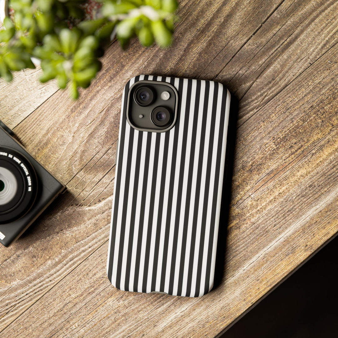 Tough Premium Black White Stripes Phone Case Gift for Her - For Apple iPhone 16 Pro Max 16e iPhone 15 Pro iPhone Iphone 14 Plus 13 Pro 12 SE XR - Studio40ParkLane