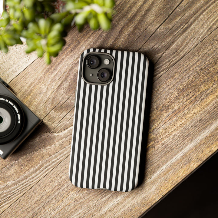Tough Premium Black White Stripes Phone Case Gift for Her - For Apple iPhone 16 Pro Max 16e iPhone 15 Pro iPhone Iphone 14 Plus 13 Pro 12 SE XR - Studio40ParkLane