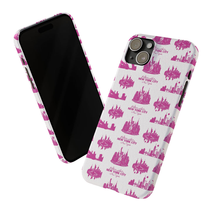 Slim New York Skyline Pink Collage Coquette Gift for Her Cute Phone Cases for Iphone 16 Pro Max | iPhone 15 Case | iPhone 15 Pro Max Case, Iphone 14, Iphone 14 Pro Max, Iphone 13 12 11 8 7 - Studio40ParkLane