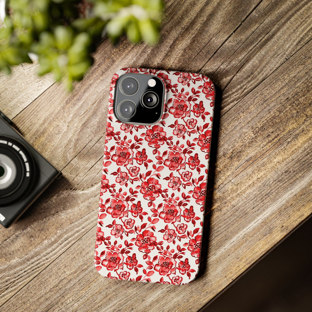 Slim Red Chinoiserie Gift for Her Cute Phone Cases for Iphone 16 Pro Max | iPhone 15 Case | iPhone 15 Pro Max Case, Iphone 14, Iphone 14 Pro Max, Iphone 13 12 11 8 7 - Studio40ParkLane