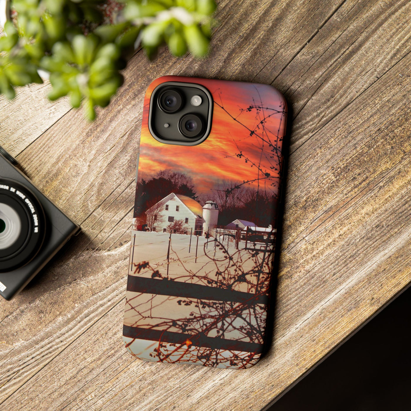 Impact Resistant, Winter Sunset Cute Phone Cases for Samsung S24, S23, S22, S21, IPhone 15 pro Iphone 14 pro Iphone 13 IPhone 12 Iphone 11