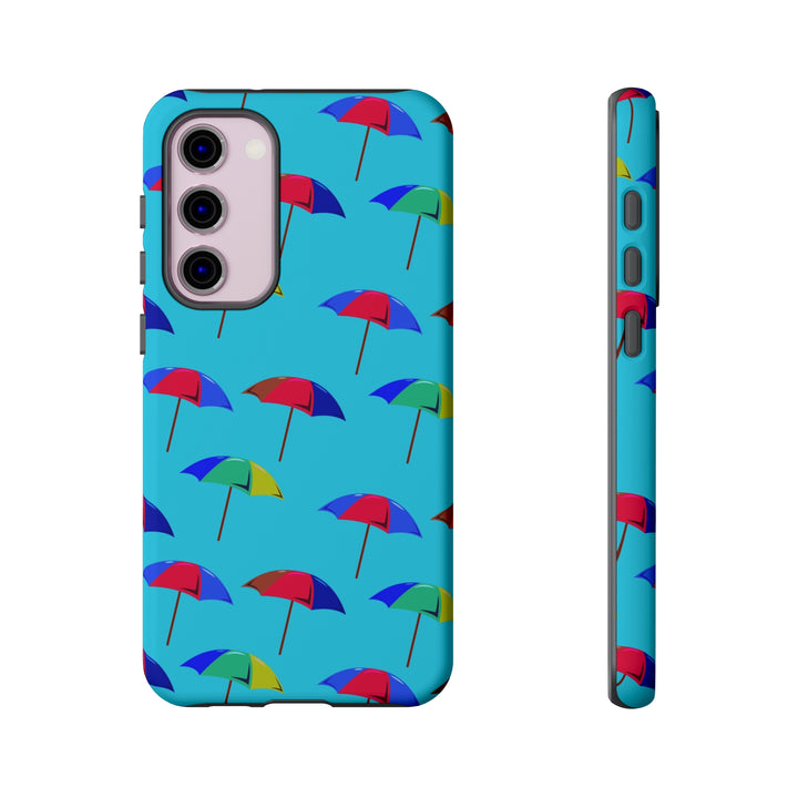 Cute Samsung Phone Case | Aesthetic Samsung Phone Case | Galaxy S23, S22, S21, S20 | Colorful Beach Parasols Blue, Protective Phone Case - Studio40ParkLane