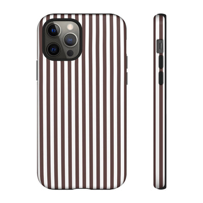 Tough Premium Brown Stripes Phone Case Gift for Her - For Apple iPhone 16 Pro Max 16e iPhone 15 Pro iPhone Iphone 14 Plus 13 Pro 12 SE XR - Studio40ParkLane