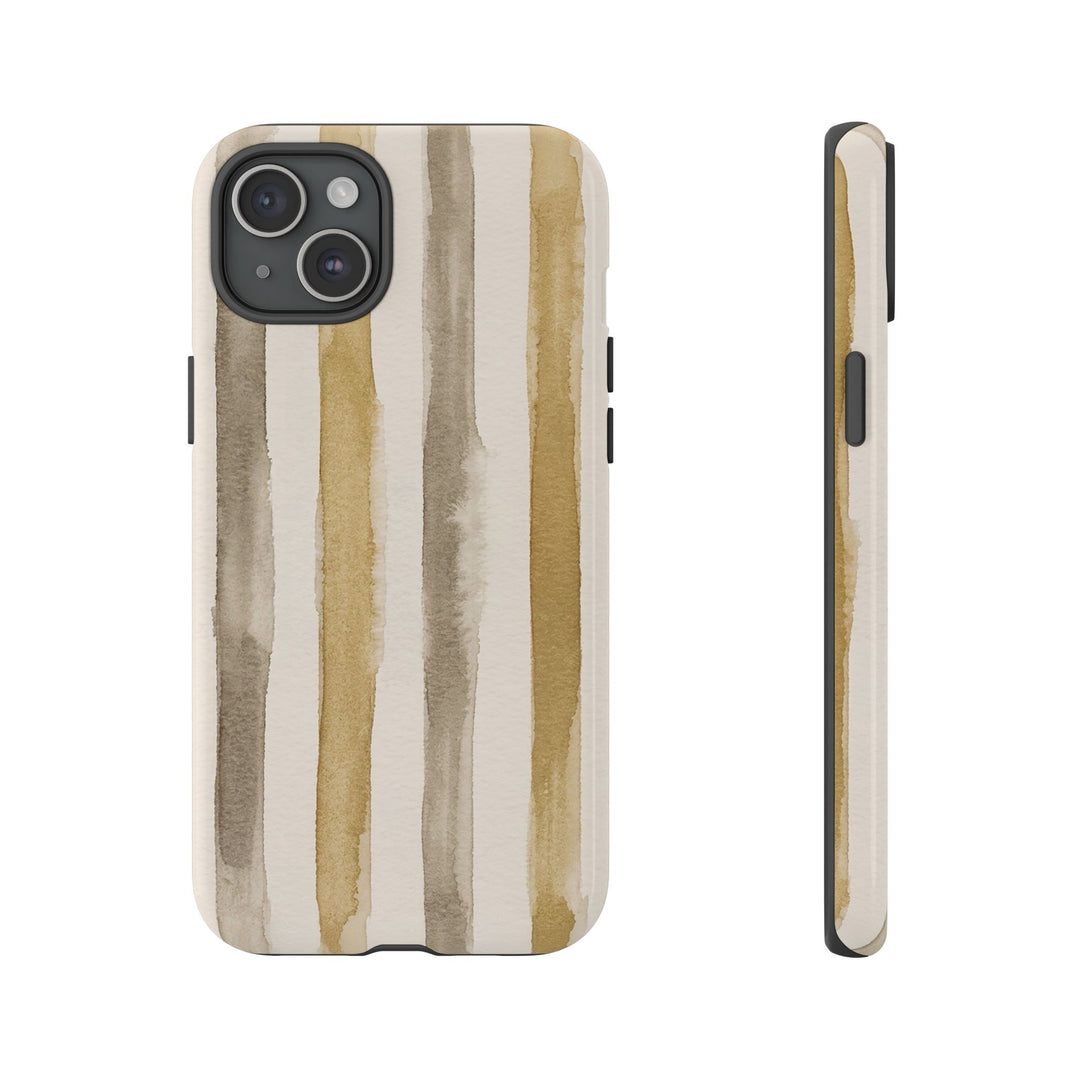 Tough Cute Brown Beige Stripes Phone Case, for IPhone 17 Pro Max | Iphone 17 Air, Iphone 16, IPhone 15, 14 13 12, Samsung Galaxy S26, S25, S24, S23 - Studio40ParkLane