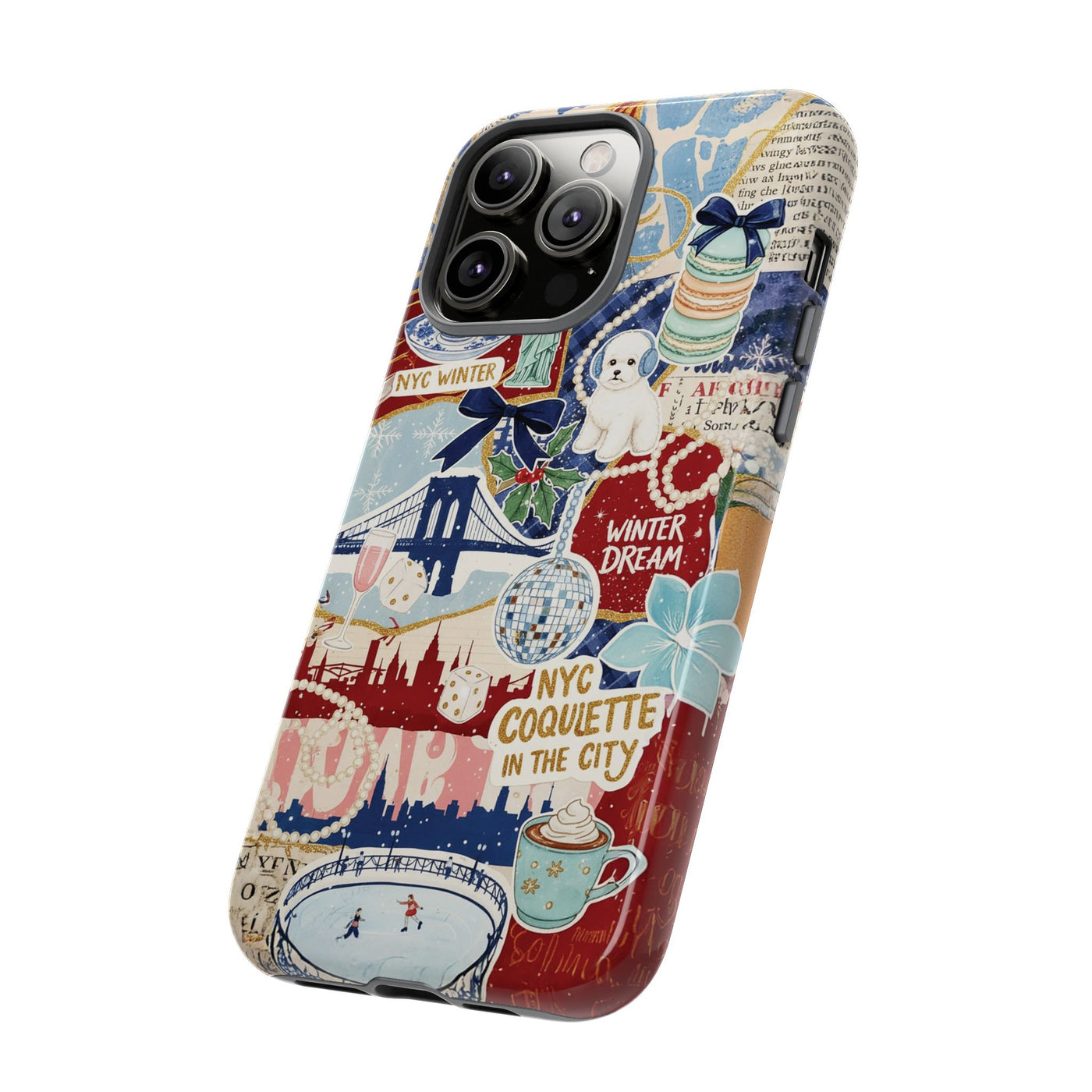 New York Winter Coquette Collage Tough Premium Phone Case - For iPhone 17 Pro Max iPhone 16 Pro iPhone 15 Iphone 14 Plus 13 Pro 12 11 10 XR