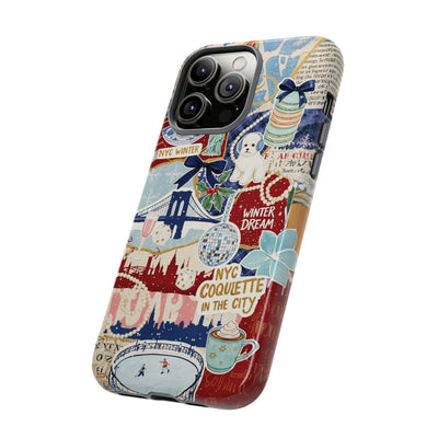 New York Winter Coquette Collage Tough Premium Phone Case - For iPhone 17 Pro Max iPhone 16 Pro iPhone 15 Iphone 14 Plus 13 Pro 12 11 10 XR