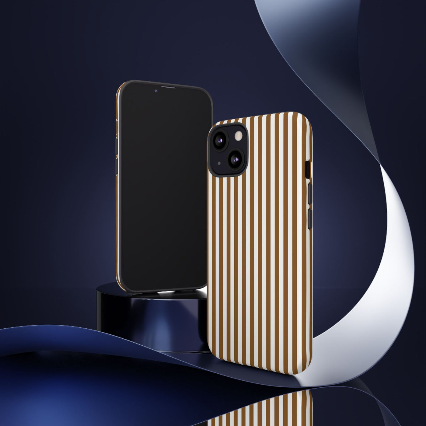 Tough Premium Mocca Brown Stripes Phone Case Gift for Her - For Apple iPhone 16 Pro Max 16e iPhone 15 Pro iPhone Iphone 14 Plus 13 Pro 12 SE XR - Studio40ParkLane